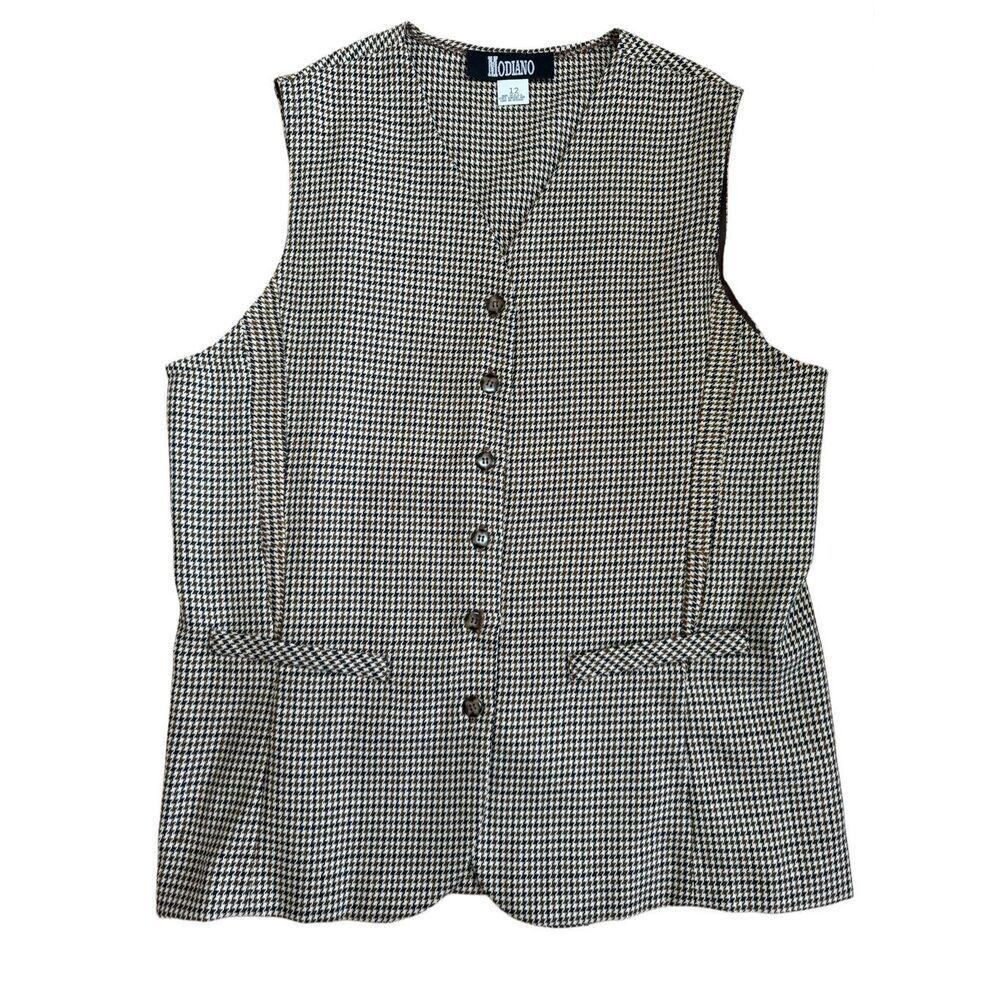 Women's Black and White Houndstooth Vest